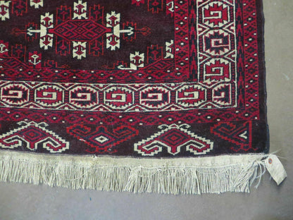 Yamud Turkoman Wool Rug Antique 7x10 Hand Knotted Full Pile