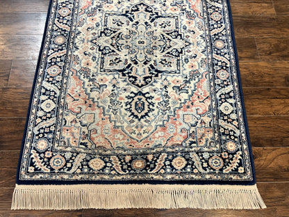Karastan Blue Heriz Rug #748, Vintage Wool Karastan Carpet 4.3 x 6, Discontinued Original 700 Series Karastan Area Rug