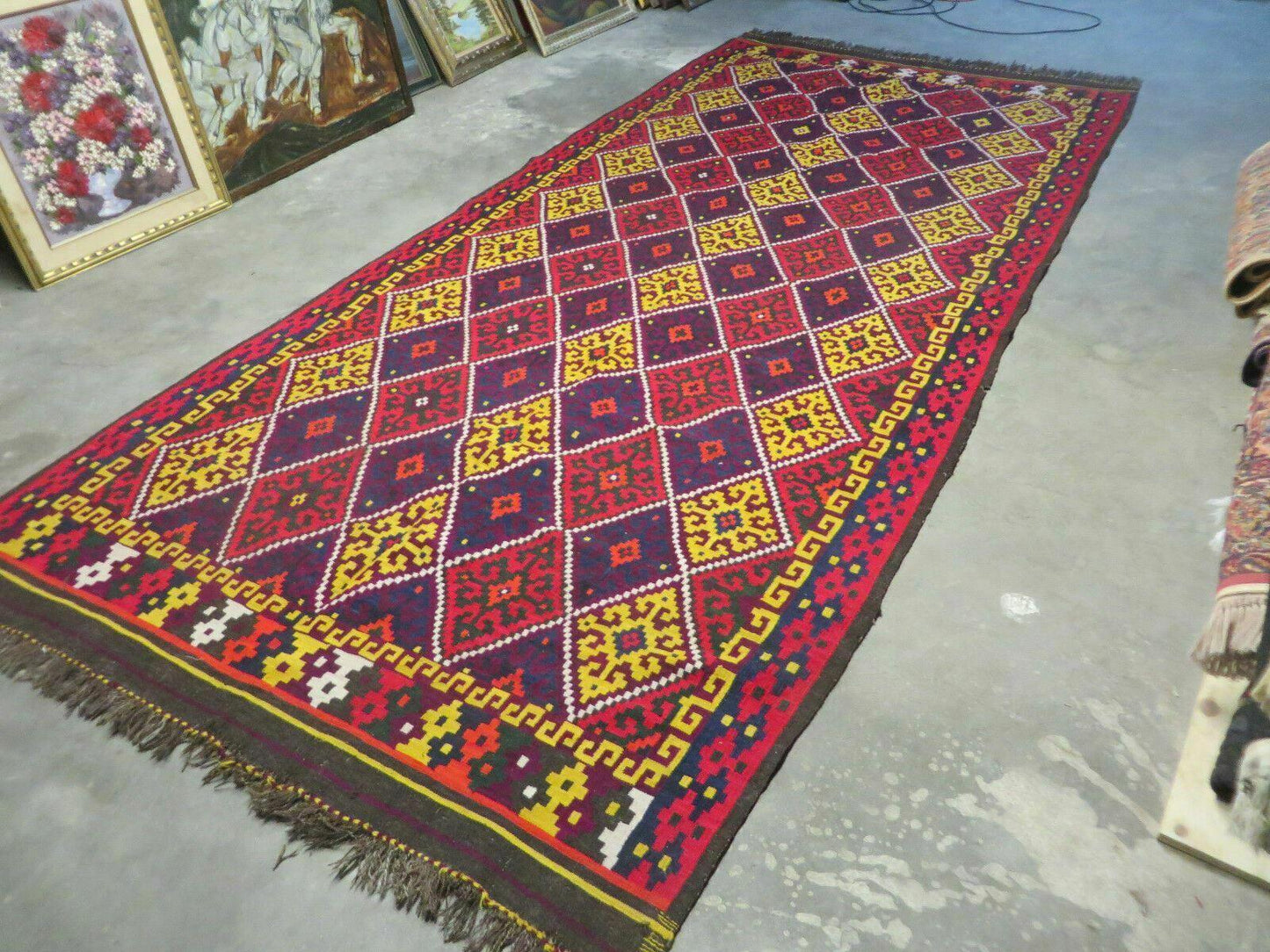 Antique Turkish Kilim Flat Weave Wool Rug 6 X 13 Veg Dye Handmade Vintage