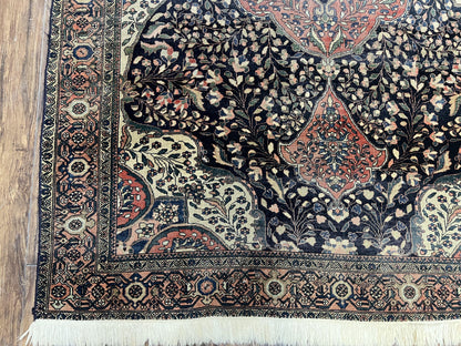 Antique Persian Sarouk Farahan Rug 4x7 Collectible Carpet