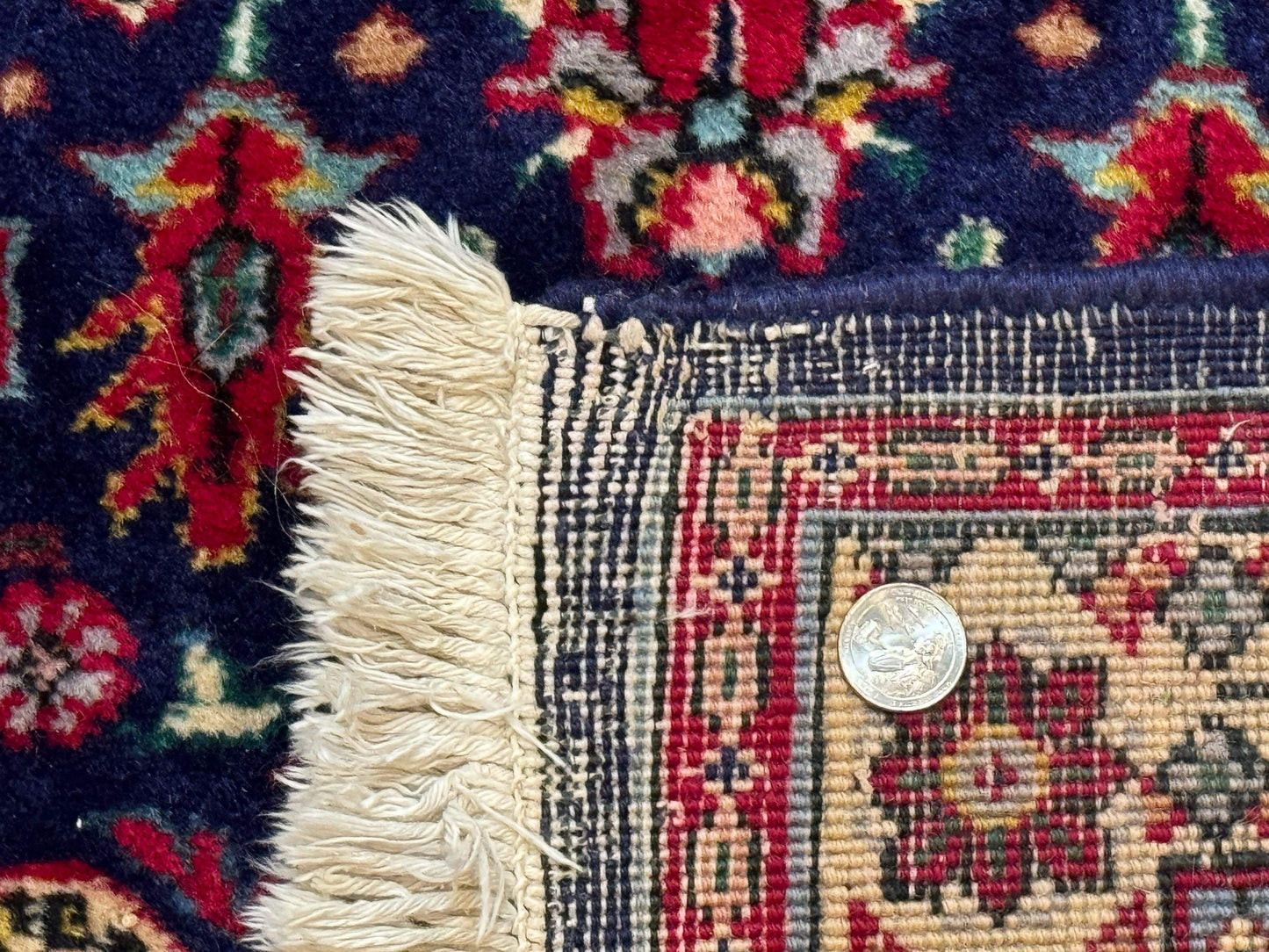 Large Persian Tabriz Rug 10x16 Navy Blue And Red Allover Pattern Hand Knotted Wool Carpet