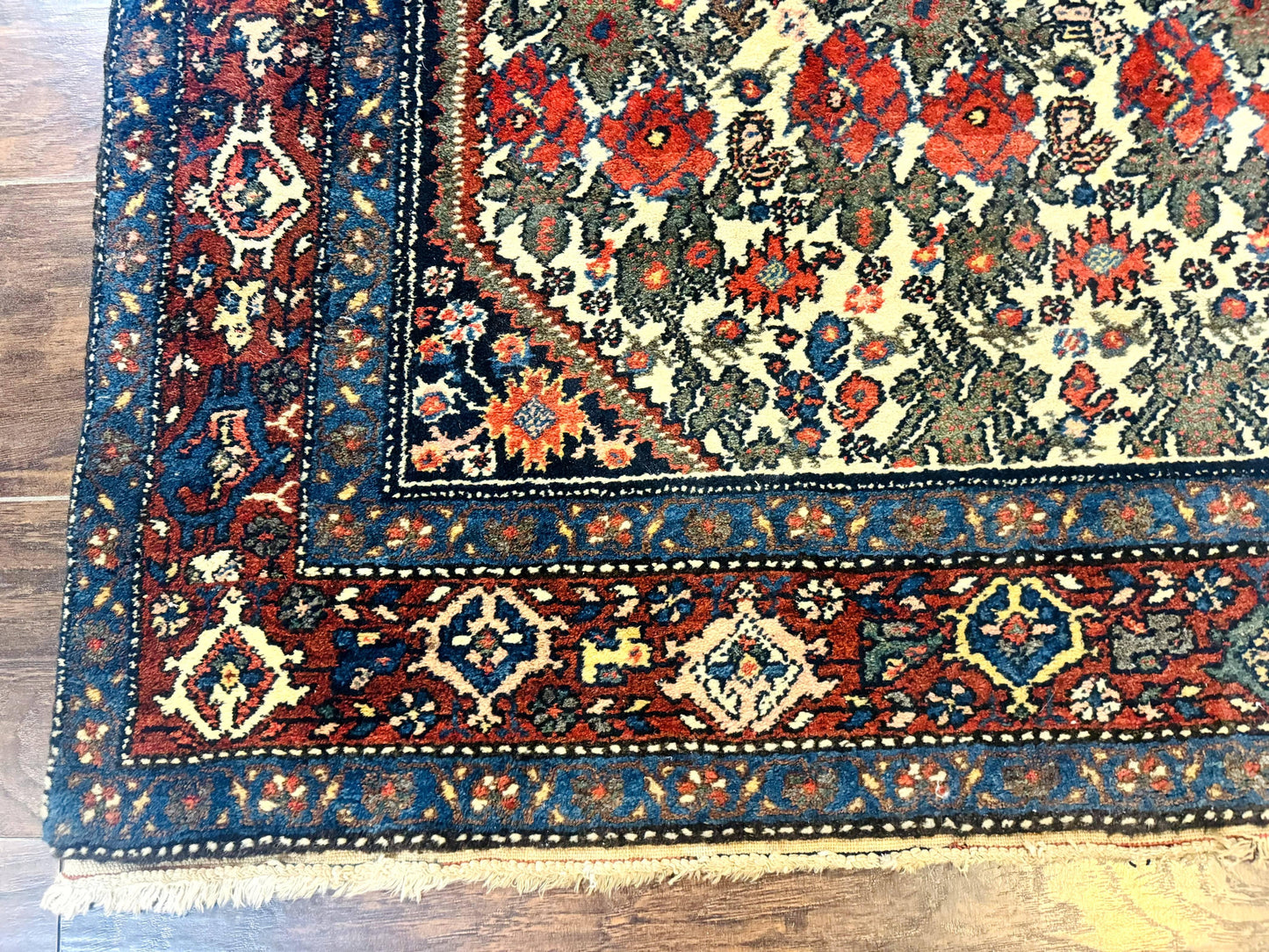 Persian Tribal Rug 3x5 Handmade Floral Roses Zanjan Antique Carpet