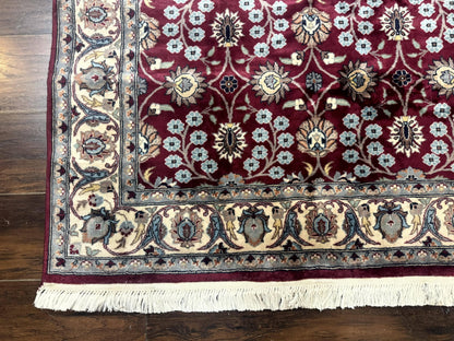 Pak Persian Rug 4x6, Floral Allover, Vintage Wool Carpet, Plum and Ivory
