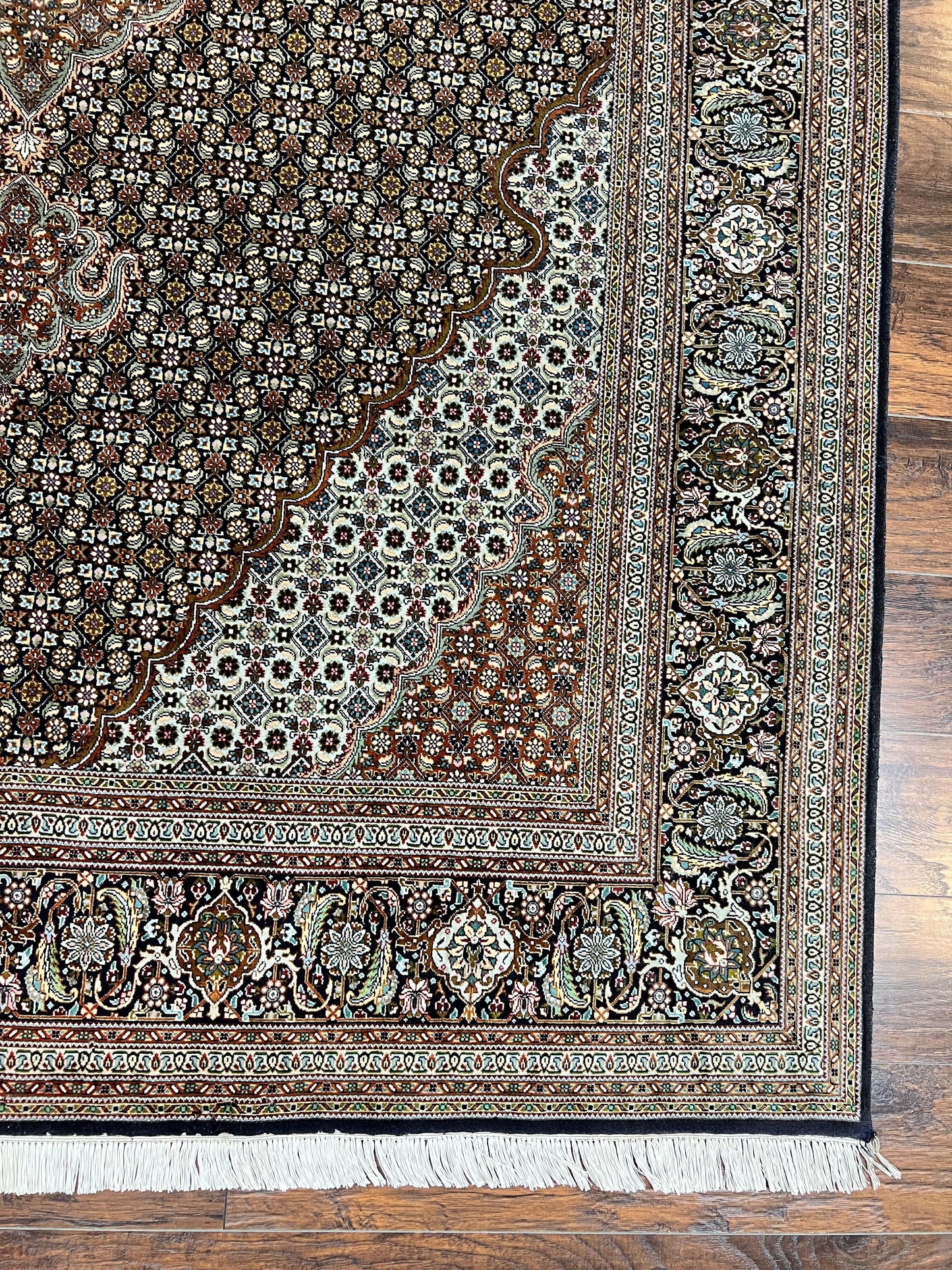 Wonderful Persian Tabriz Rug 7x10 ft, Very Fine 50 Raj 350 KPSI Oriental Carpet, Herati Mahi Pattern, Authentic Hand Knotted Handmade Wool Vintage