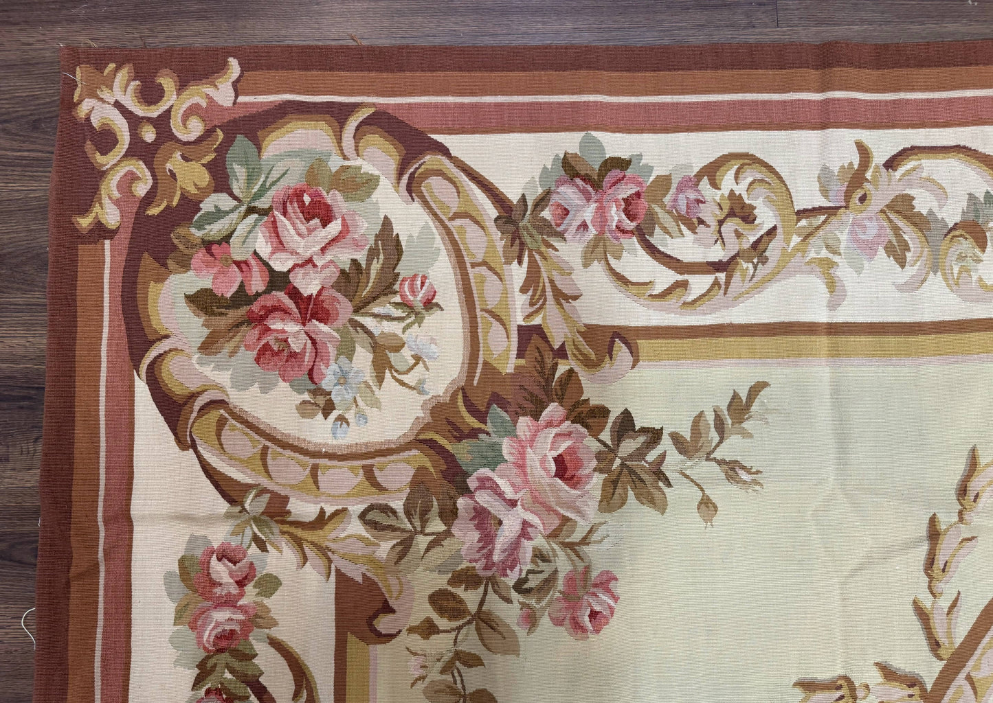 Large Aubusson Rug 10x14, European Elegant French Design, Floral Carpet