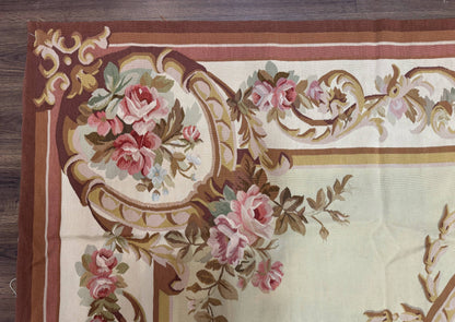 Large Aubusson Rug 10x14, European Elegant French Design, Floral Carpet