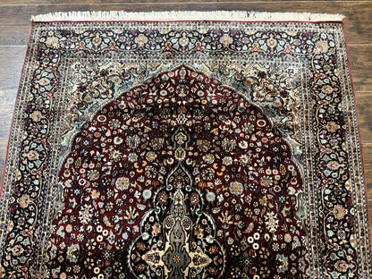 4x6 Silk Rug, Very Fine 650 KPSI, Silk Persian Carpet, Red, Floral Medallion, Sino Persian