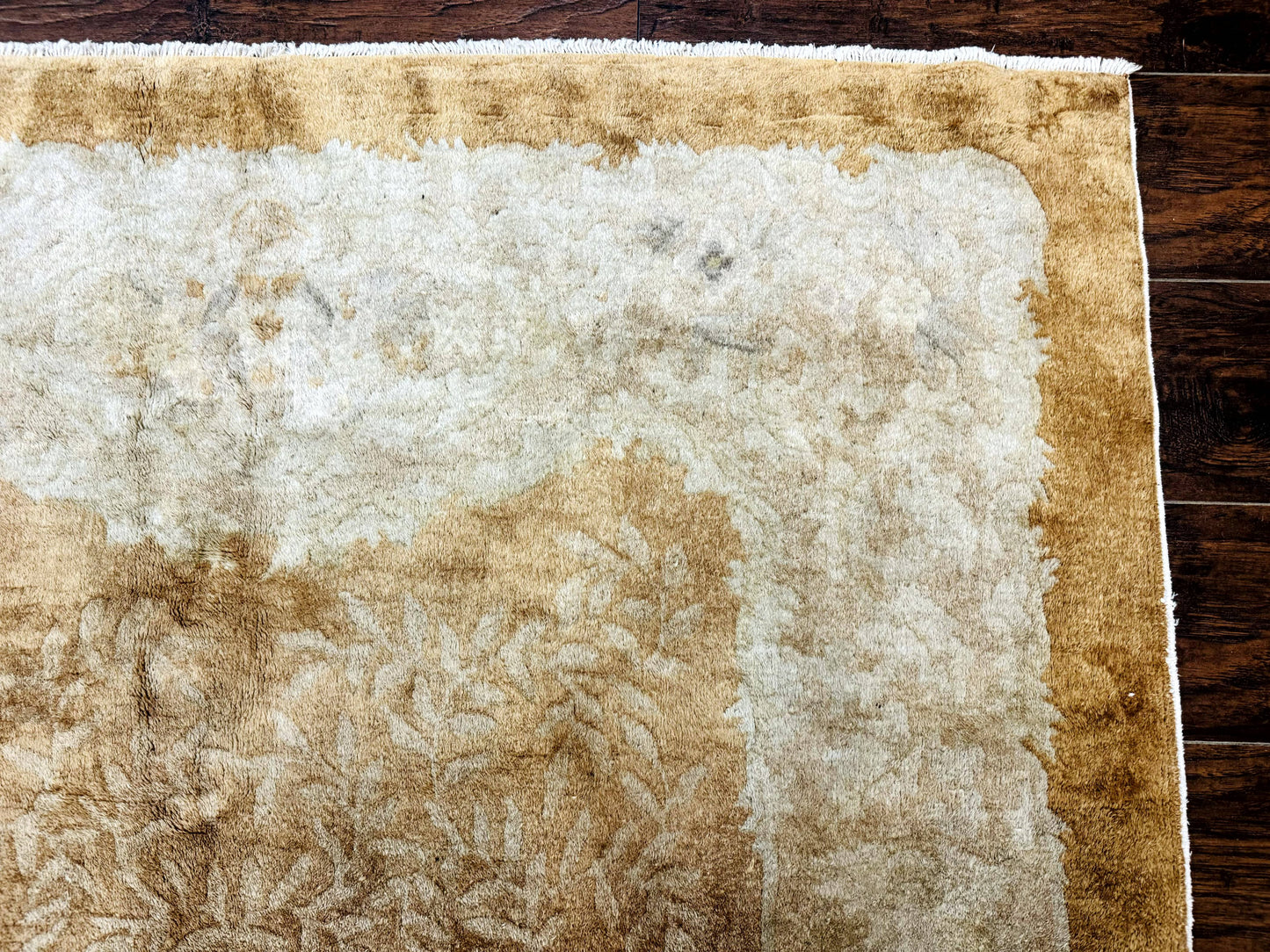 Peking Rug 5x7 Vintage Chinese Wool Carpet Golden Tan Hand Knotted Traditional