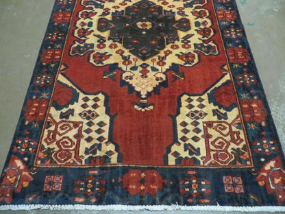 Antique Turkish Wool Rug Handmade 4 By 7 Veg Dye Allover Pattern