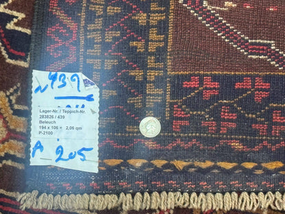 Afghan Rug Balouch Hand Knotted Wool Tribal Carpet 3x7 Maroon Navy New