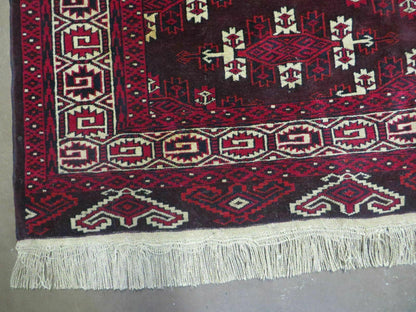 Yamud Turkoman Wool Rug Antique 7x10 Hand Knotted Full Pile