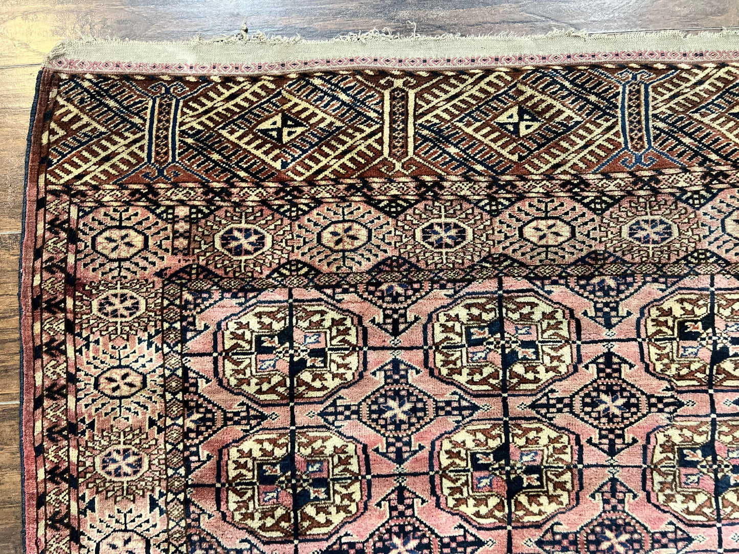 Persian Turkoman Rug 4x6 Hand Knotted Wool Bokhara Carpet