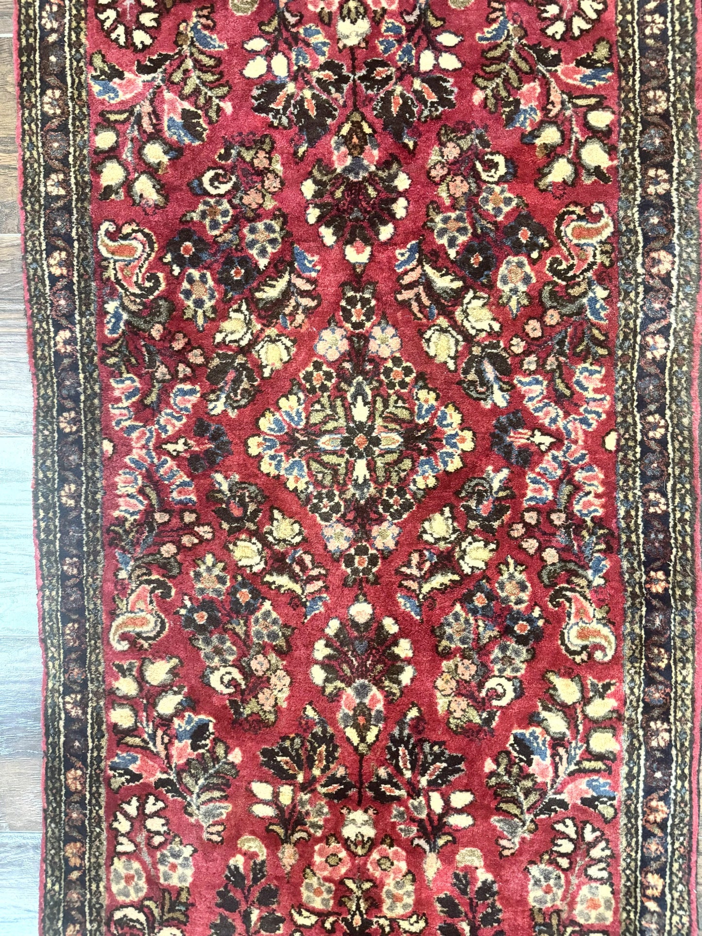 Persian Sarouk Rug 2x4 Small Hand Knotted Wool Floral Red Oriental Carpet