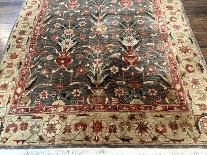 Persian Mahal Rug 6x9 Handmade Wool Oriental Carpet Floral Design