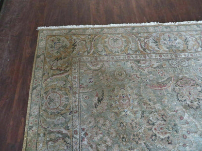 Vintage Handmade Jaipur Floral Oriental Rug Tea Washed 8 By 10 Ft