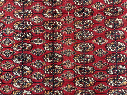 Bokhara Rug 9x12 Handmade Wool Turkoman Area Rug Red Tribal Carpet