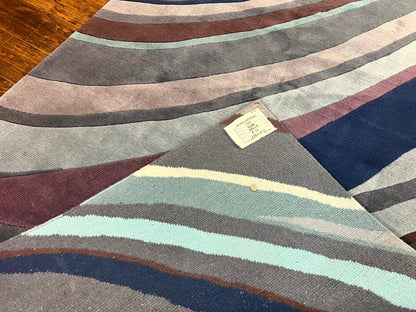 Modern Nepali Handmade Wool Rug 6x8 Abstract Blues Gray Mauve