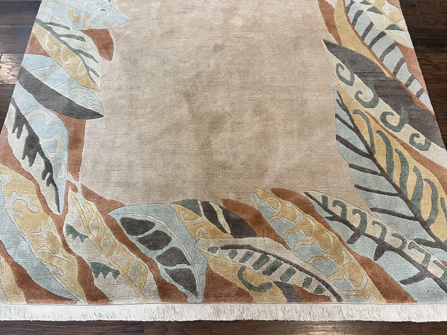 Modern Tibetan Rug 7x10 Handmade Soft Wool Open Field Tufenkian Style Carpet