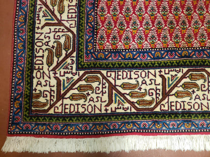 Turkish Tribal Rug Hand Knotted 6x9 Boteh Paisley Pattern Red Beige Wool Carpet