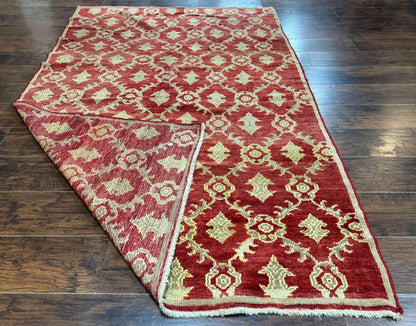 Modern Turkish Oushak Rug 5x8, Brick Red