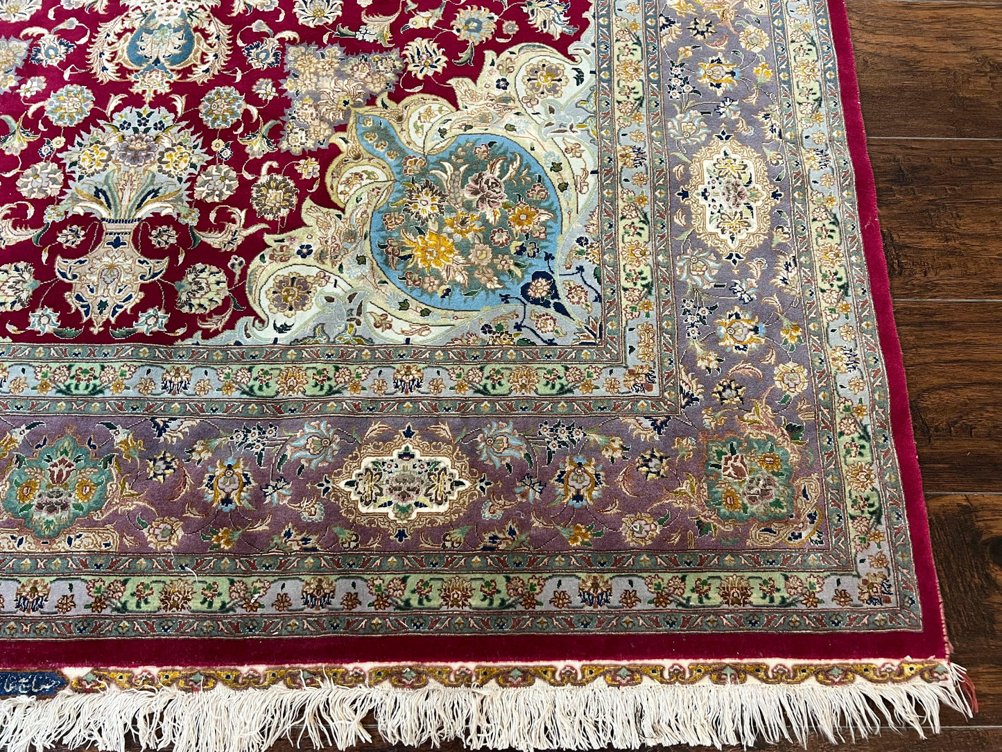 Persian Tabriz Rug 5x7 Handmade With Kork Wool Silk Foundation Ultra Fine 70 Raj KPSI Floral Medallion
