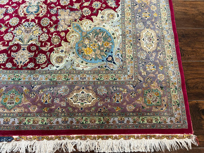 Persian Tabriz Rug 5x7 Handmade With Kork Wool Silk Foundation Ultra Fine 70 Raj KPSI Floral Medallion