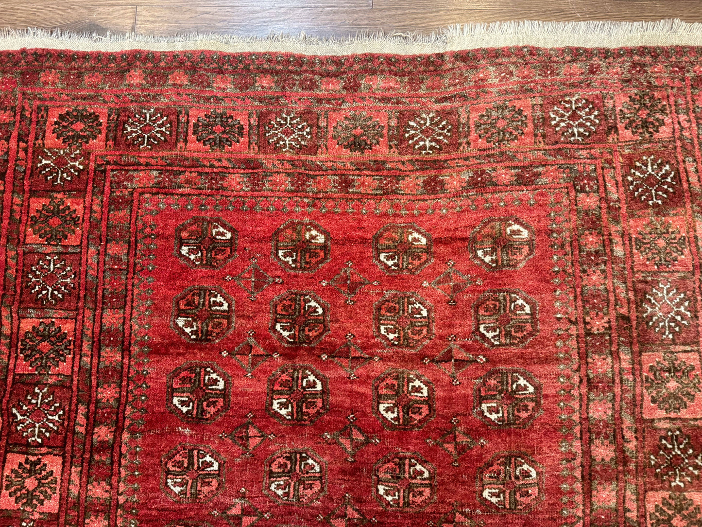 Antique Persian Turkoman Rug 5x6, Red
