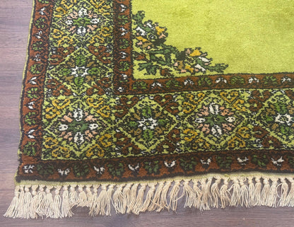 Moroccan Rug 6x8 Vintage Lime Green Wool Carpet Hand Knotted
