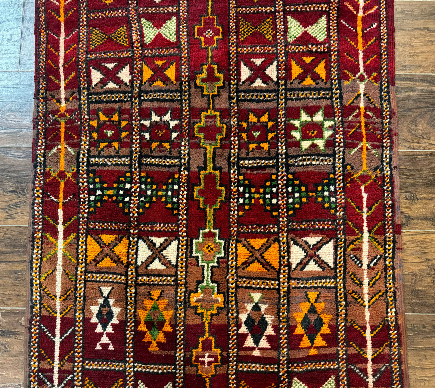 Moroccan Berber Rug Tribal 3x5 Geometric Wool Area Rug Red Orange Brown