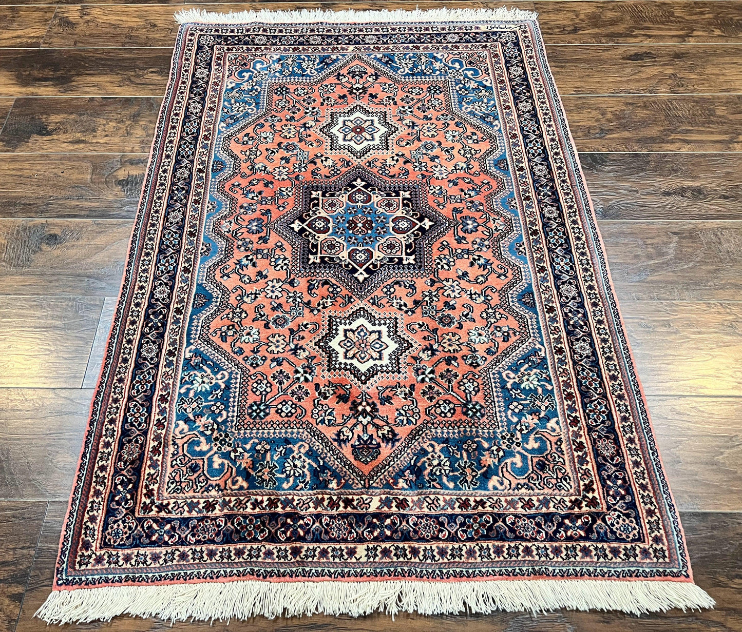 Persian Shiraz Rug 3x5 Hand Knotted Wool Vintage Carpet Geometric Tribal Design