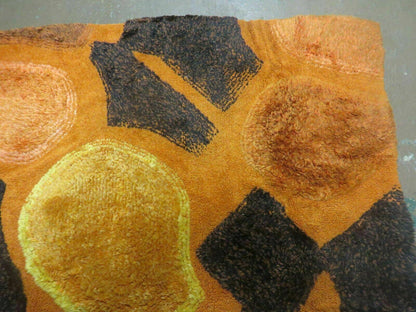 Handmade Wool Hooked Rug Abstract Modern Design 44 By 70 Inches From 1970s