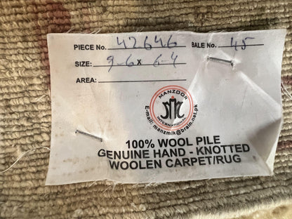 Oushak Rug Handmade Wool Peshawar Carpet For Farmhouse Decor 6x9.6