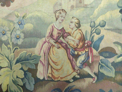 Antique French Tapestry Aubusson Style Nature Handmade One Of A Kind Rare