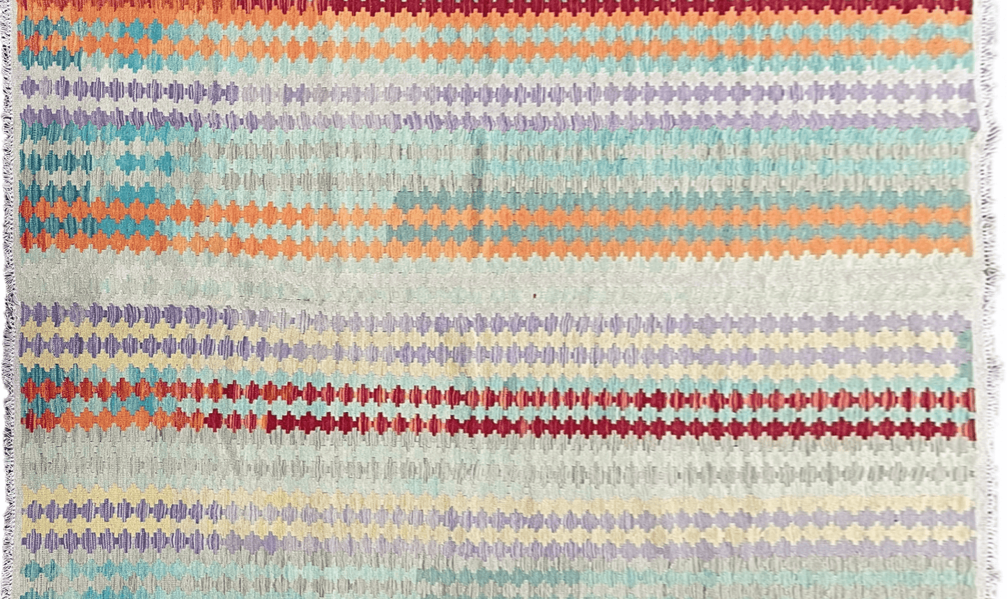 Colorful Kilim Rug 6x8 Turkish Flat Weave Wool Kilim Handmade Anatolian