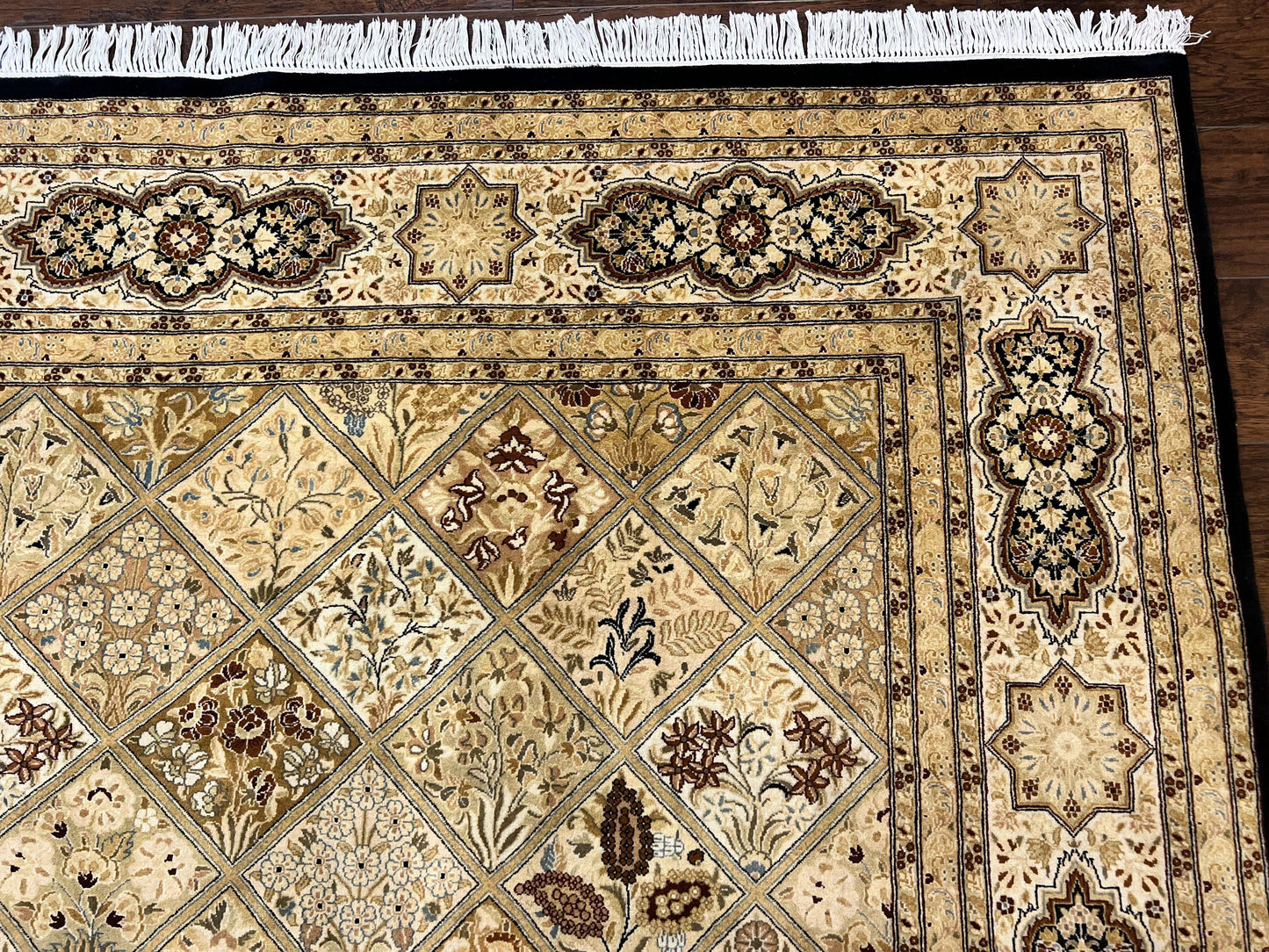 Pak Persian Rug 8x10, Multipanel Kirman Design, Wool Hand Knotted Vintage Carpet, Fine Weave Oriental Rug 8 x 10