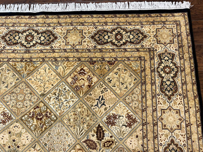 Pak Persian Rug 8x10, Multipanel Kirman Design, Wool Hand Knotted Vintage Carpet, Fine Weave Oriental Rug 8 x 10