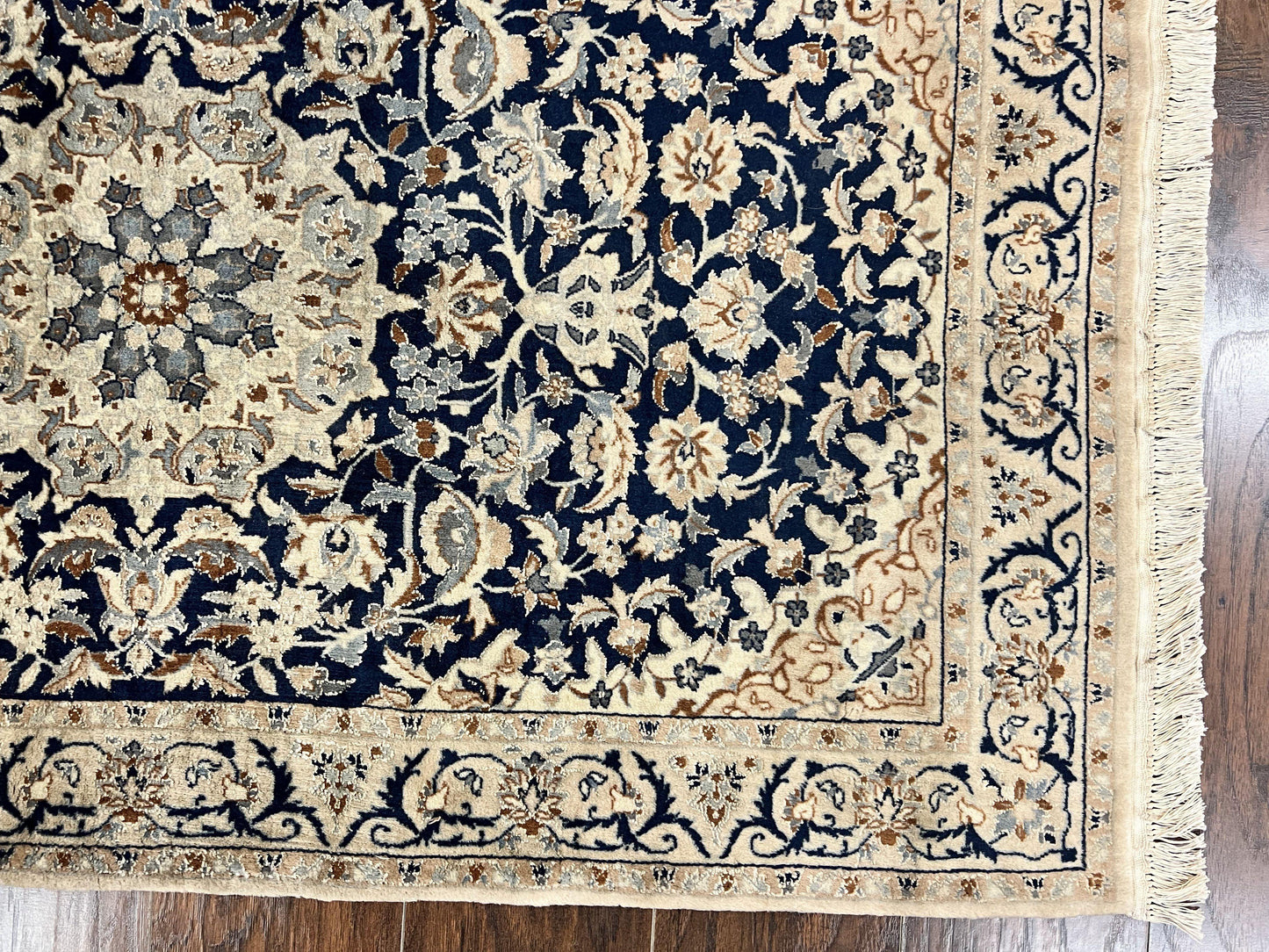Persian Nain Rug 3x5 Hand Knotted Wool Silk Floral Medallion Vintage