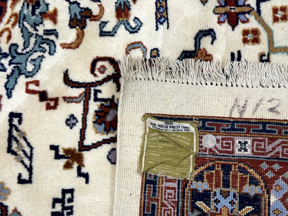 Indo Chinese Wool Rug 9x12 Ivory And Rust Red Dragon Motifs Hand Knotted