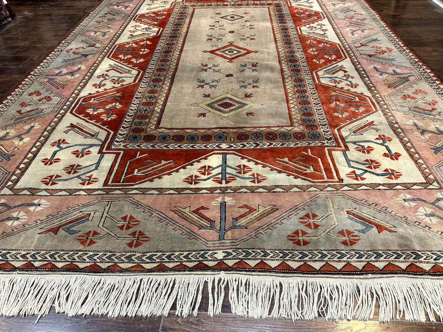 Turkish Milas Rug 10x13 Hand Knotted Wool Vintage Gray Area Rug
