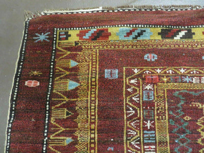 Antique Caucasian Shirvan Wool Rug 52x68 Handmade Colorful Armenian Rug