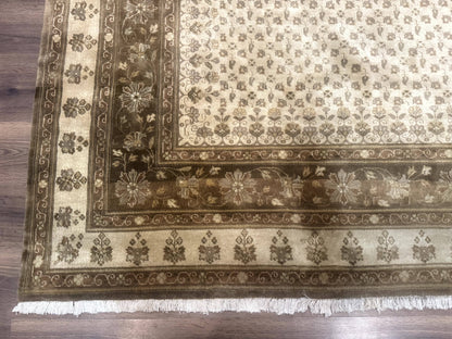 Indo Persian Rug, Allover Pattern, Beige, Wool Handmade Carpet
