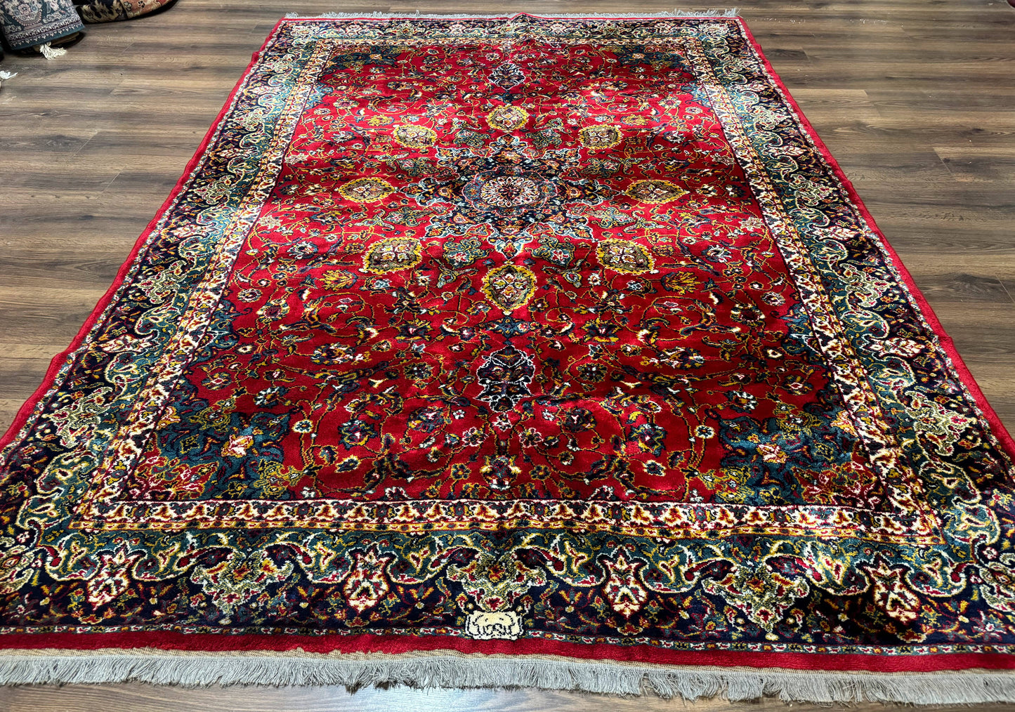 Red Persian Rug 6x9 Medallion Ardebil Design Vintage Power Loomed Carpet
