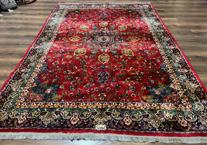 Red Persian Rug 6x9 Medallion Ardebil Design Vintage Power Loomed Carpet