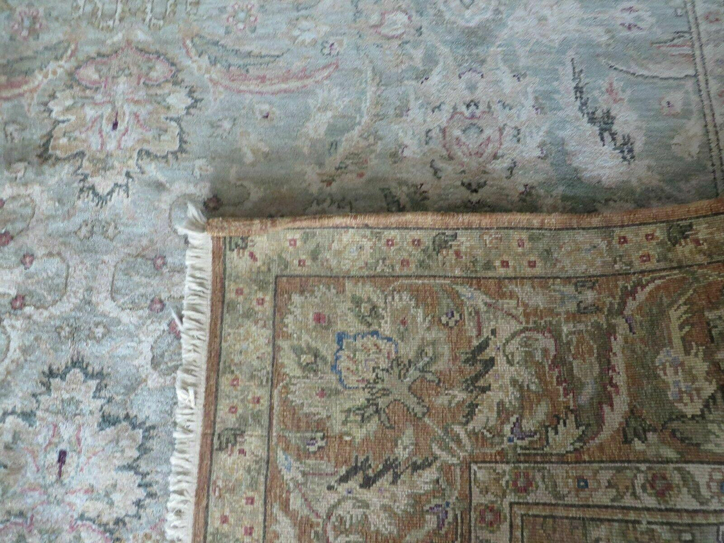 Vintage Handmade Jaipur Floral Oriental Rug Tea Washed 8 By 10 Ft