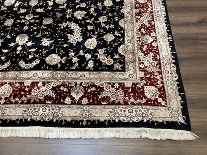 Sino Persian Rug 9x12 Hand Knotted Wool Silk Oriental Carpet Vintage Floral Pattern