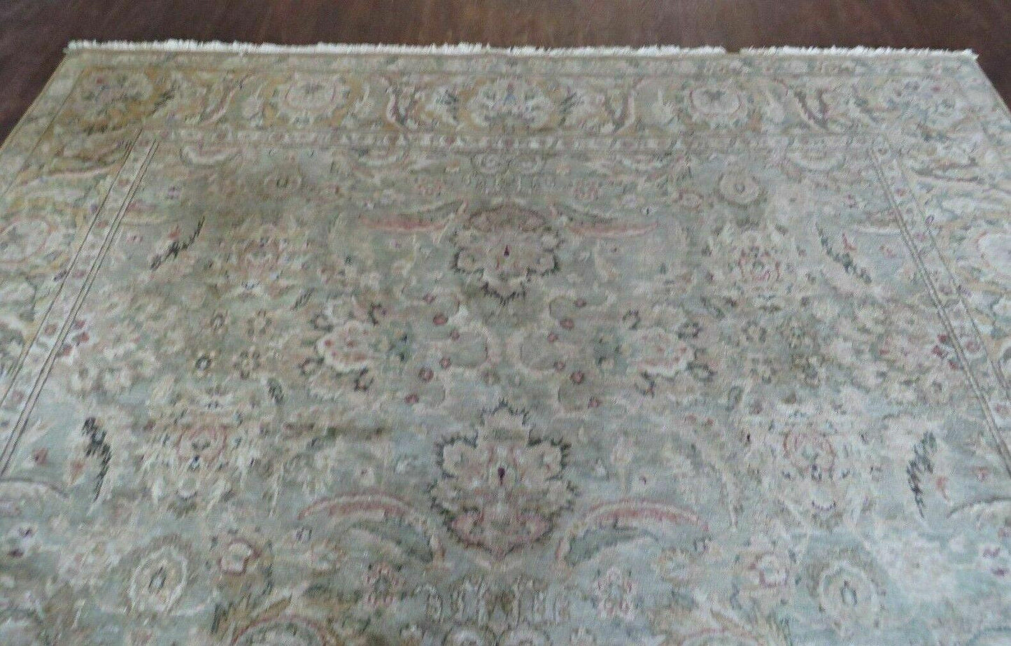 Vintage Handmade Jaipur Floral Oriental Rug Tea Washed 8 By 10 Ft