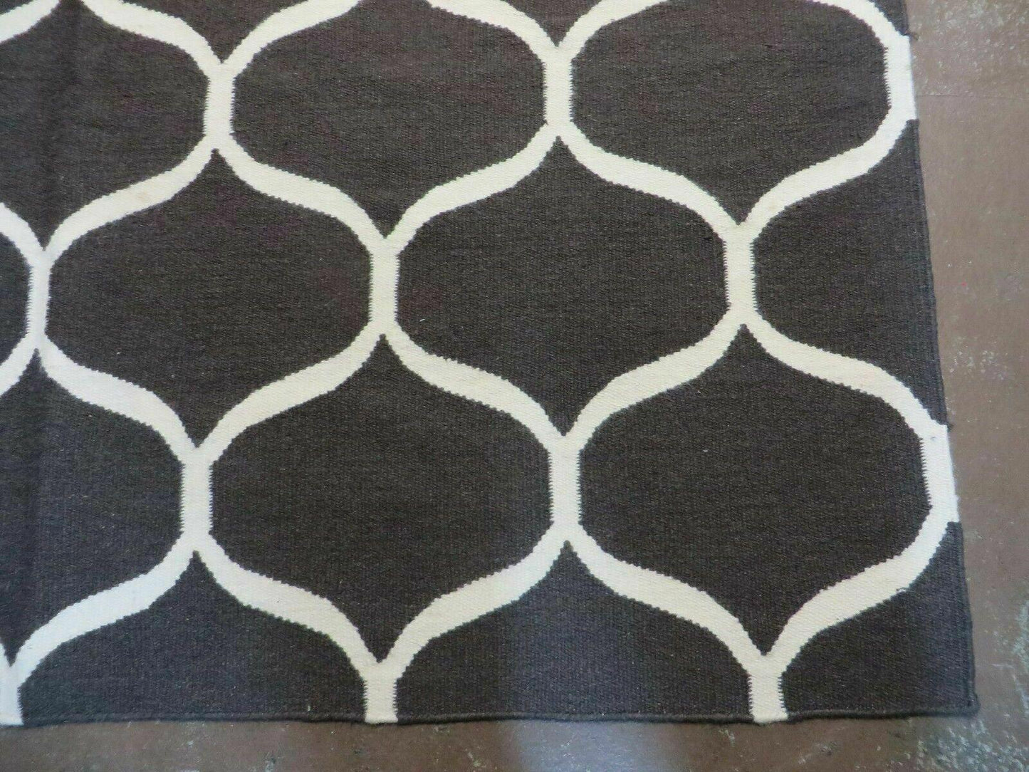 Handmade Flat Weave Wool Rug 5x8 Modern Contemporary Vegetable Dyes