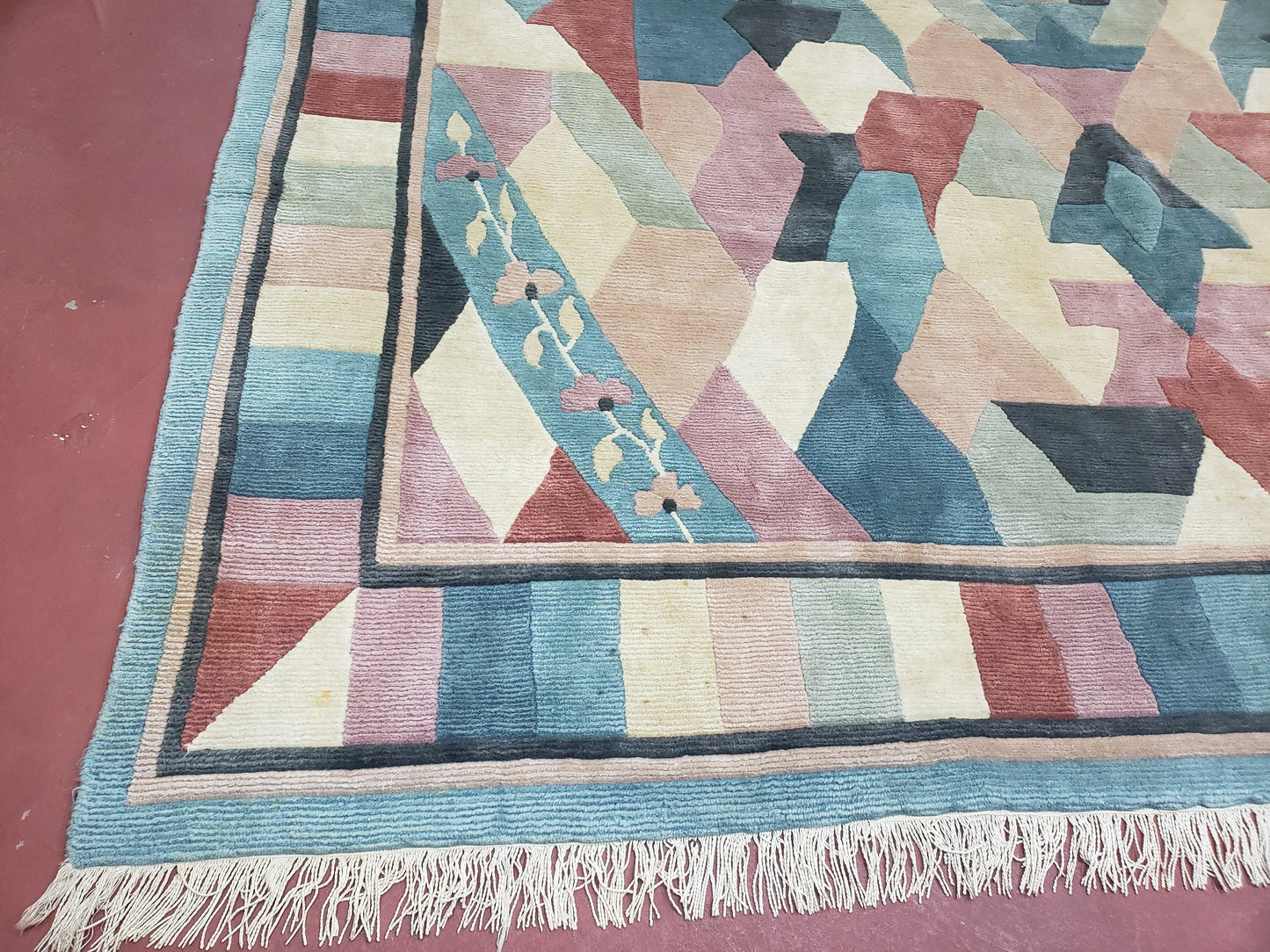 Nepalese Hand Knotted Wool Area Rug 8x11 Contemporary Multicolor Modern Carpet