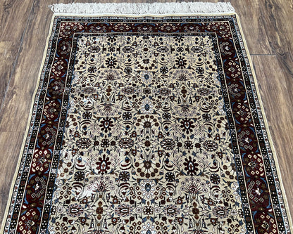 Sino Persian Silk Rug 3x5 Handmade Vintage Silk Carpet With Allover Motif