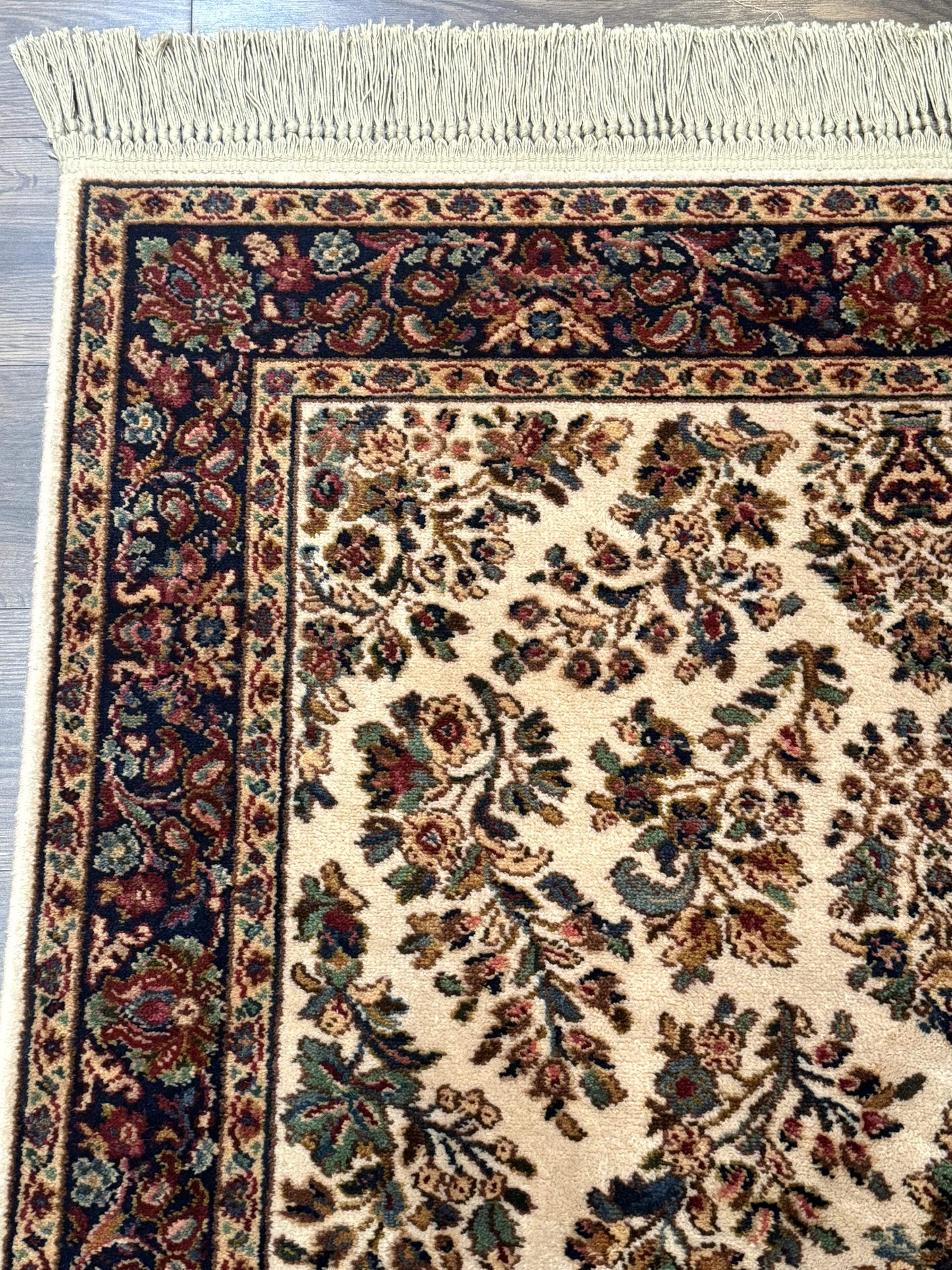 Karastan Ivory Sarouk Wool Rug 4x6 Vintage Original 700 Series